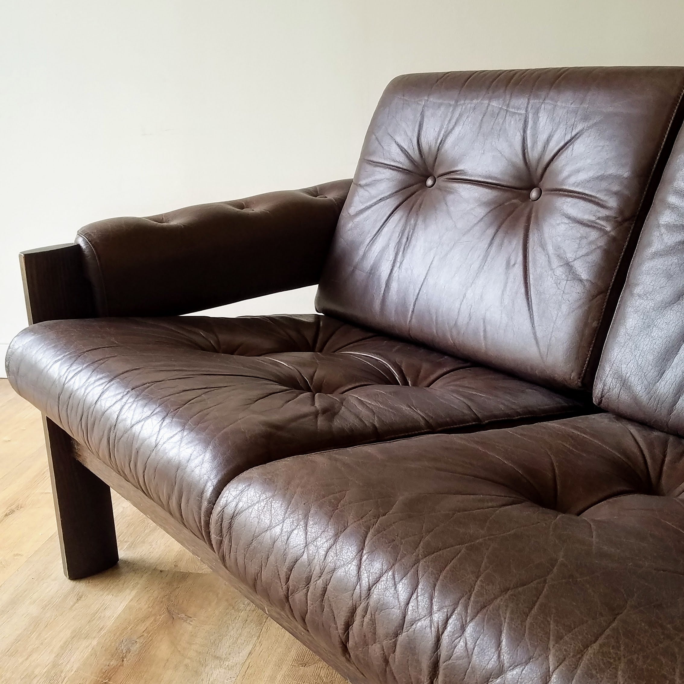 Ekornes Tufted Leather Sofa