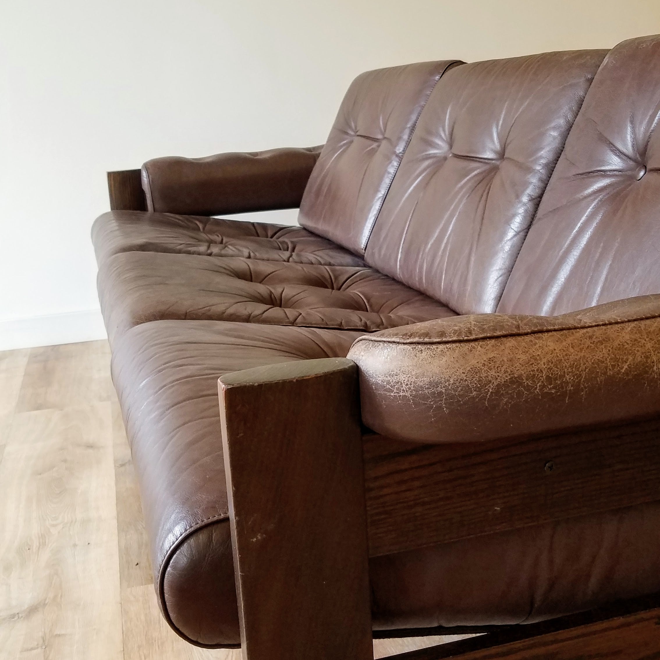 Ekornes Tufted Leather Sofa