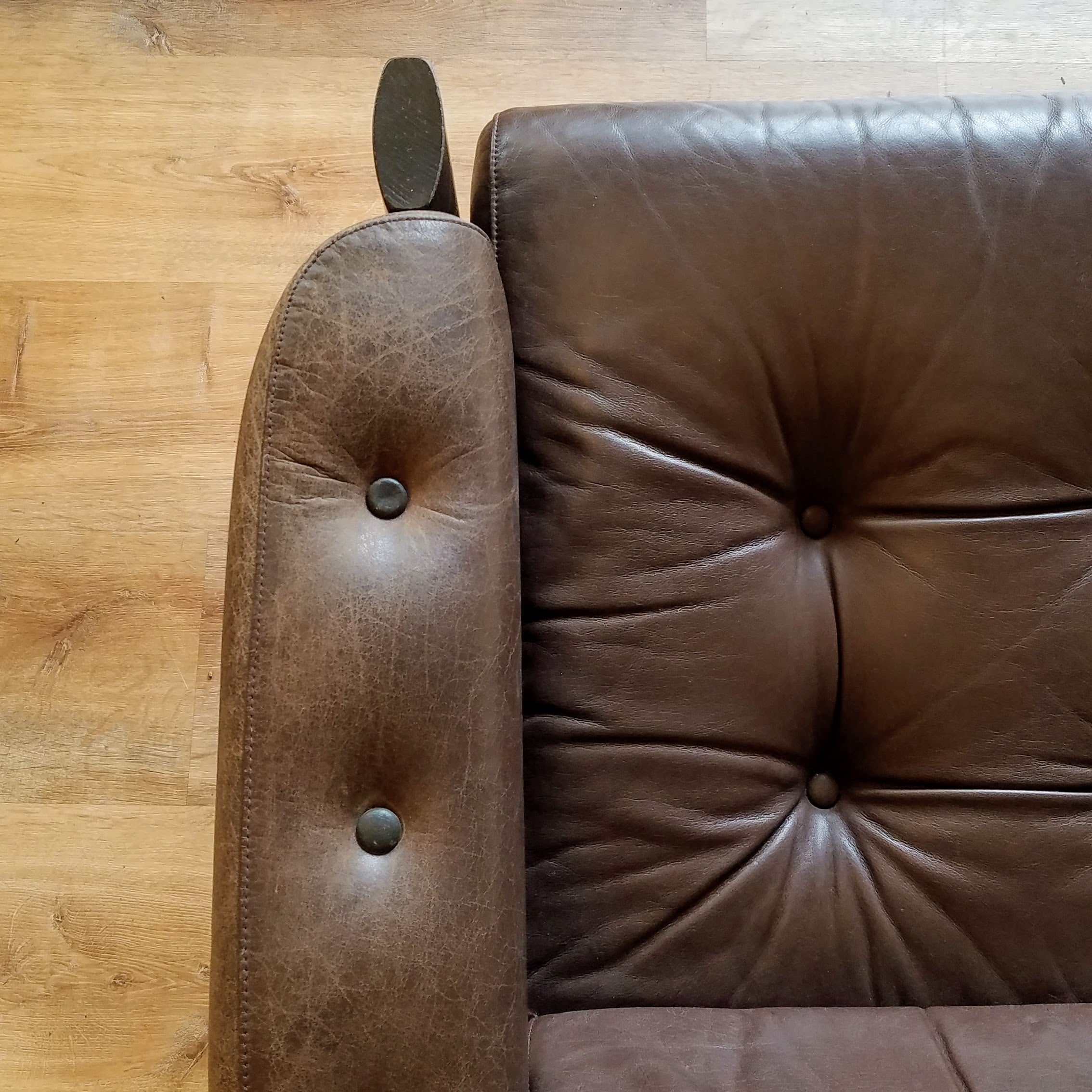 Ekornes Tufted Leather Sofa