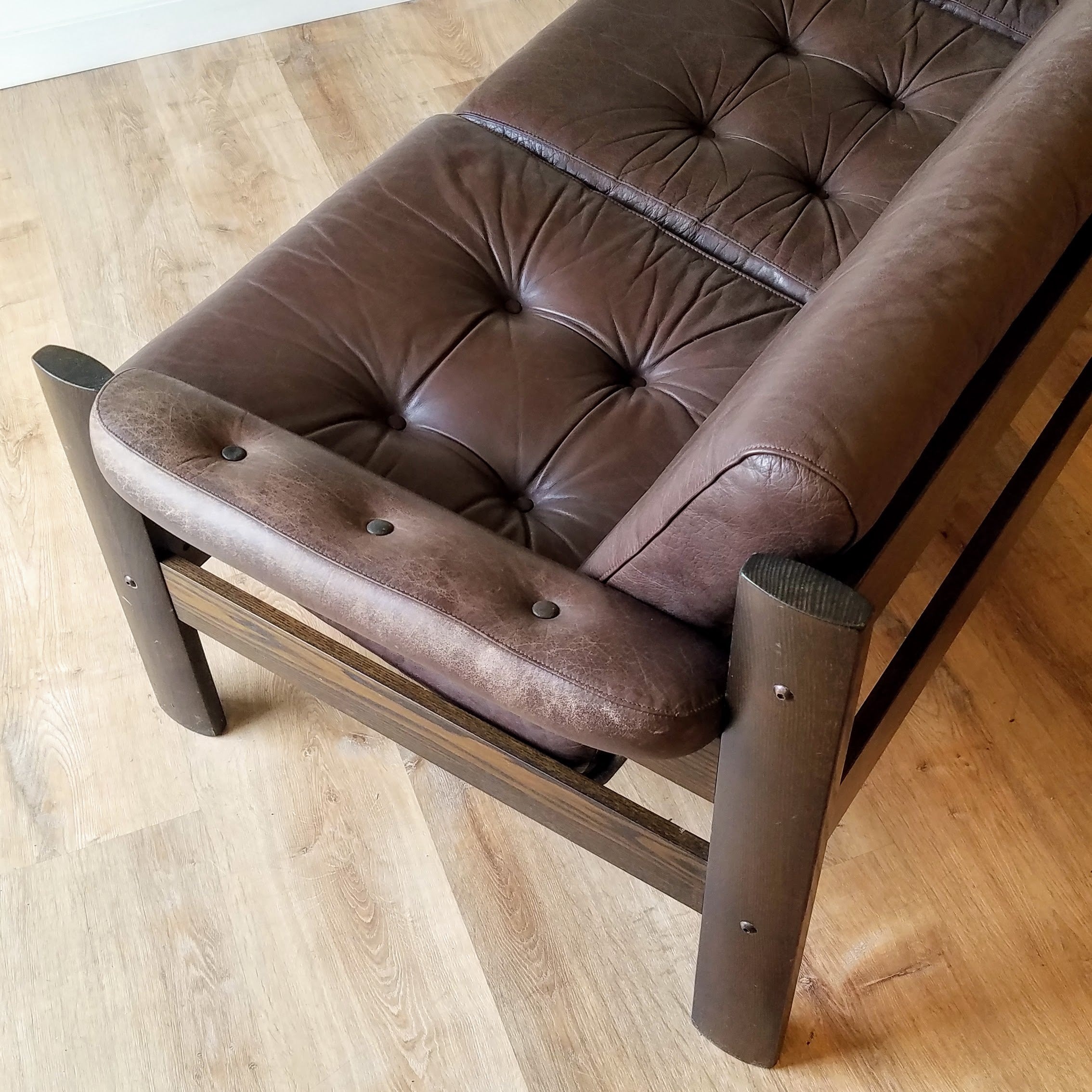 Ekornes Tufted Leather Sofa