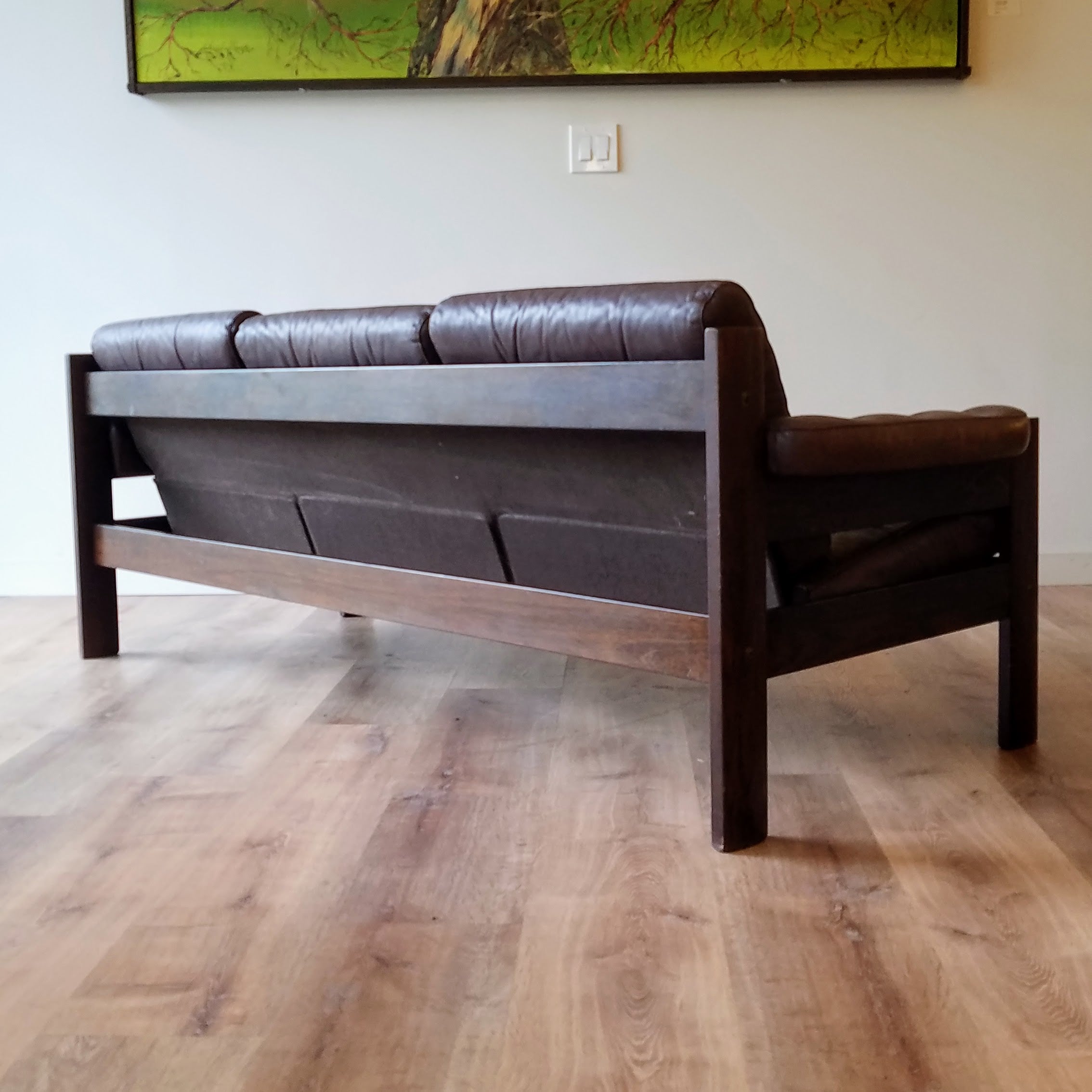 Ekornes Tufted Leather Sofa