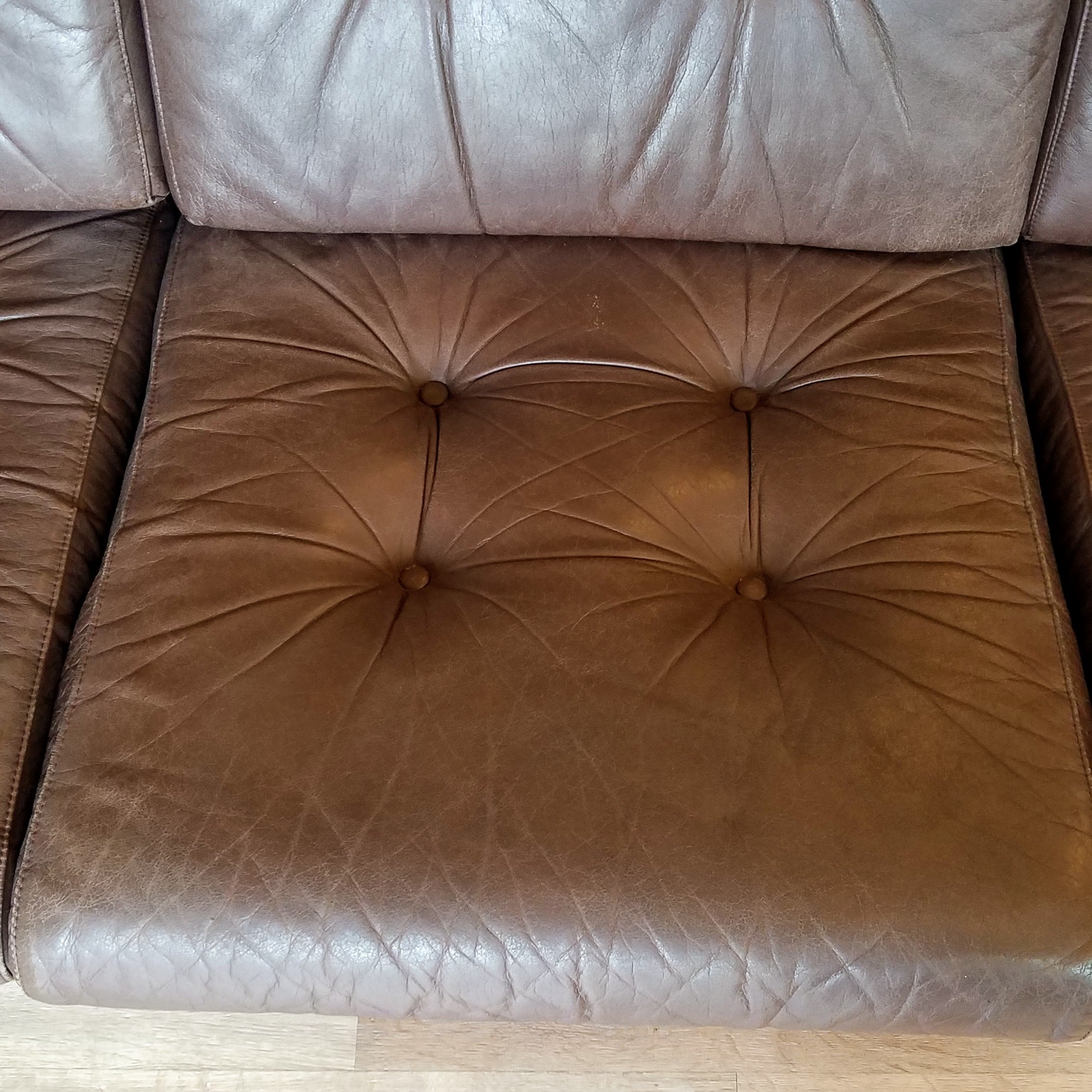 Ekornes Tufted Leather Sofa
