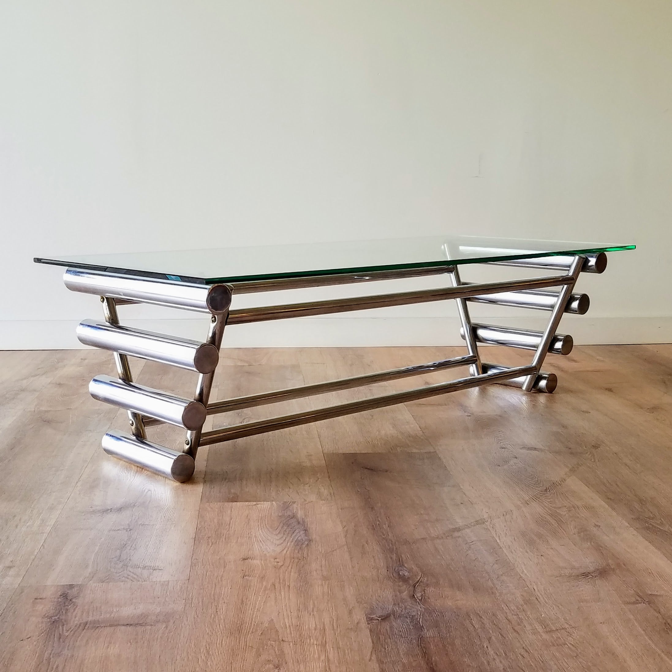 MCM Chrome and Glass Coffee Table