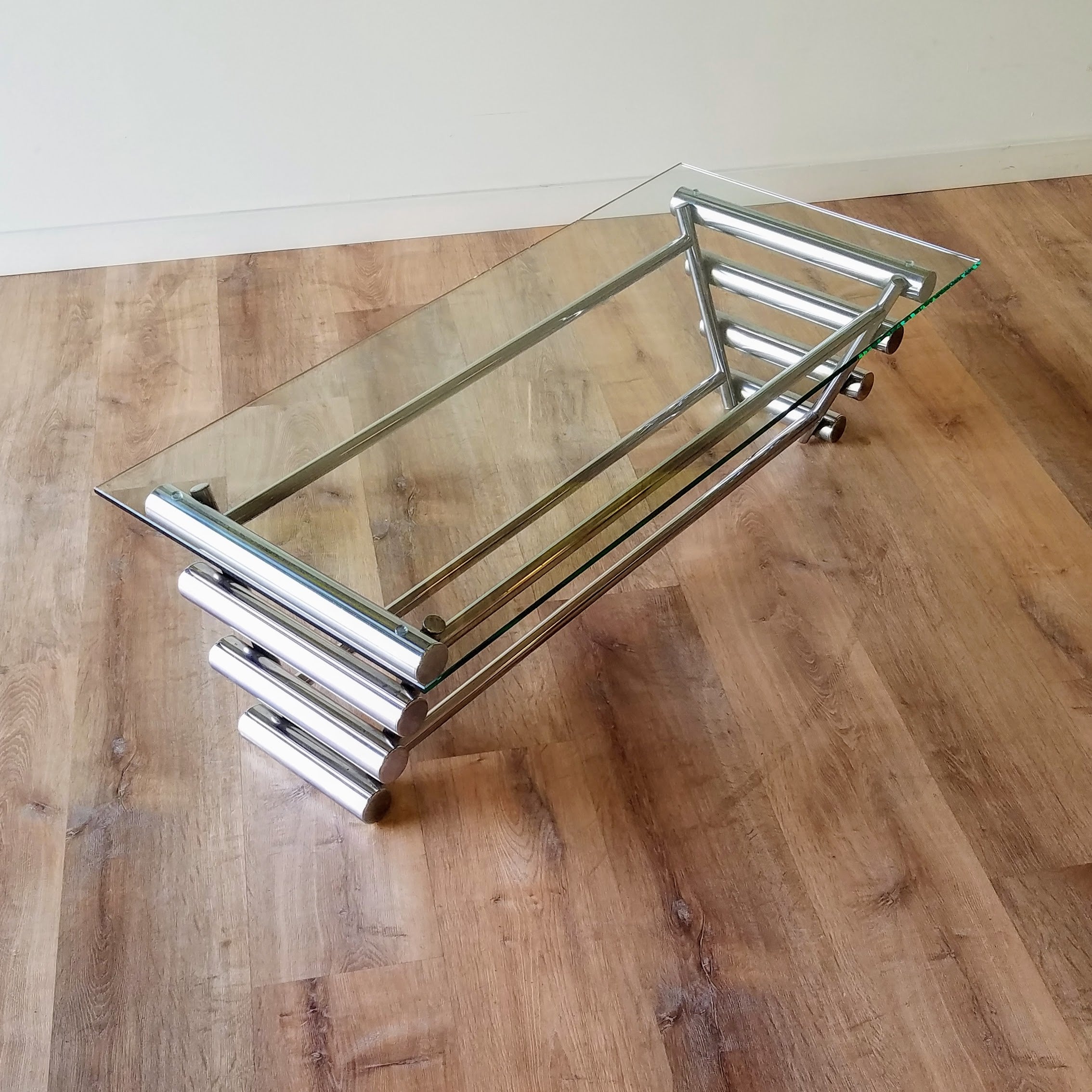 MCM Chrome and Glass Coffee Table