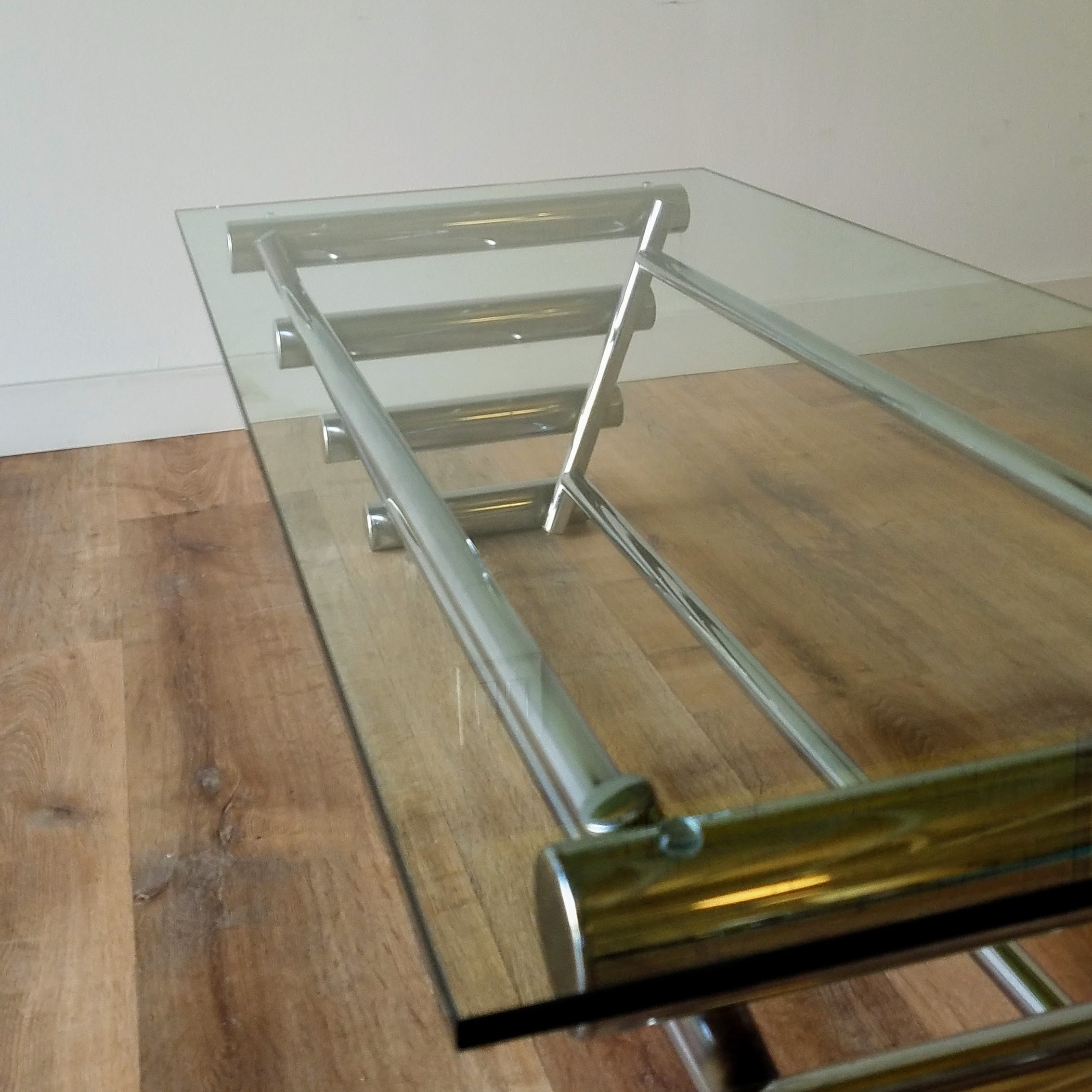 MCM Chrome and Glass Coffee Table