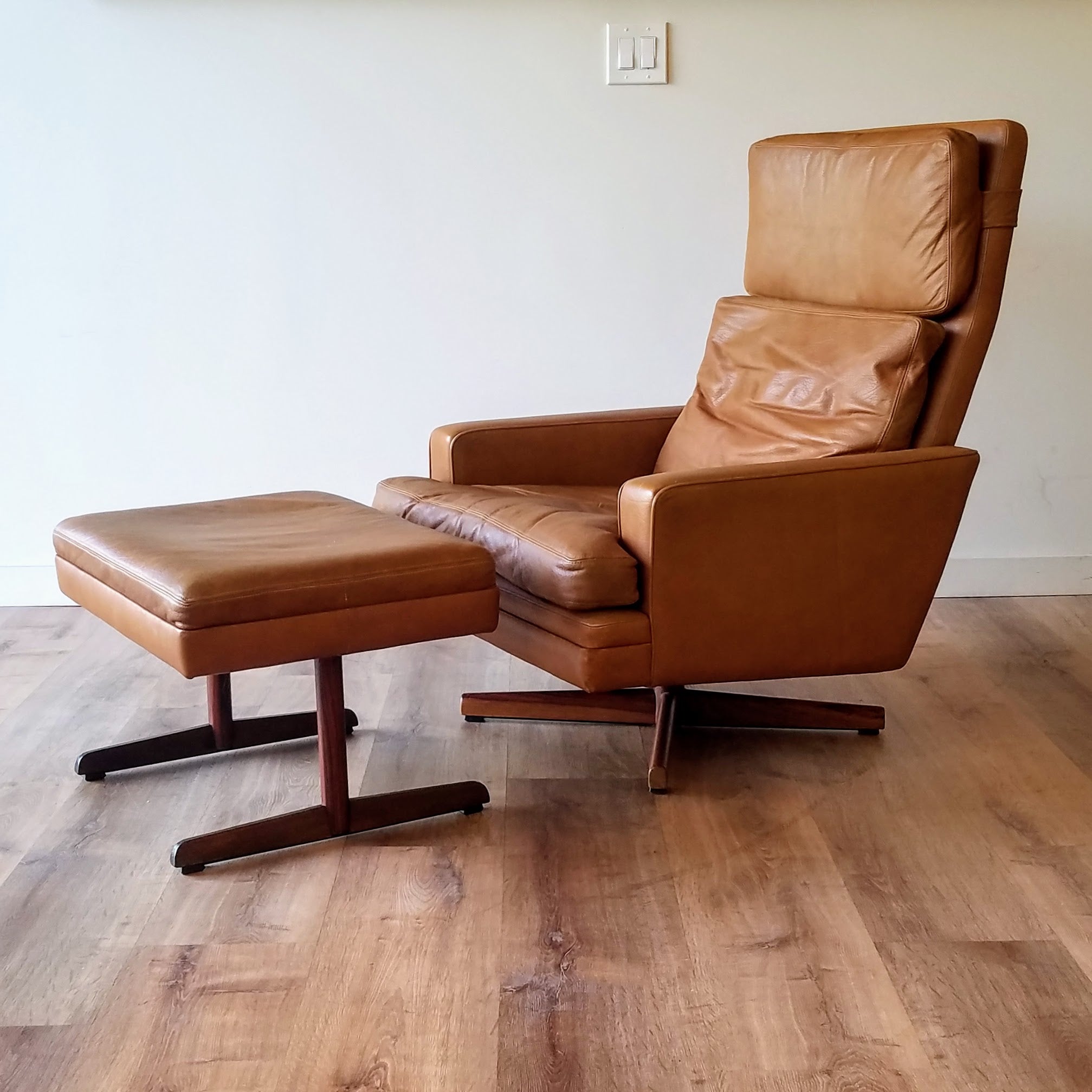 Fredrik A. Kayser Leather Recliner and Ottoman