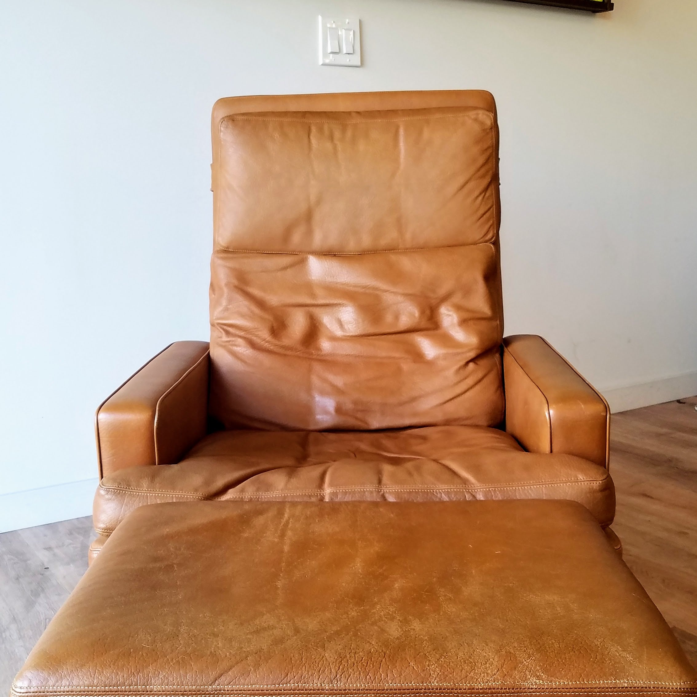 Fredrik A. Kayser Leather Recliner and Ottoman