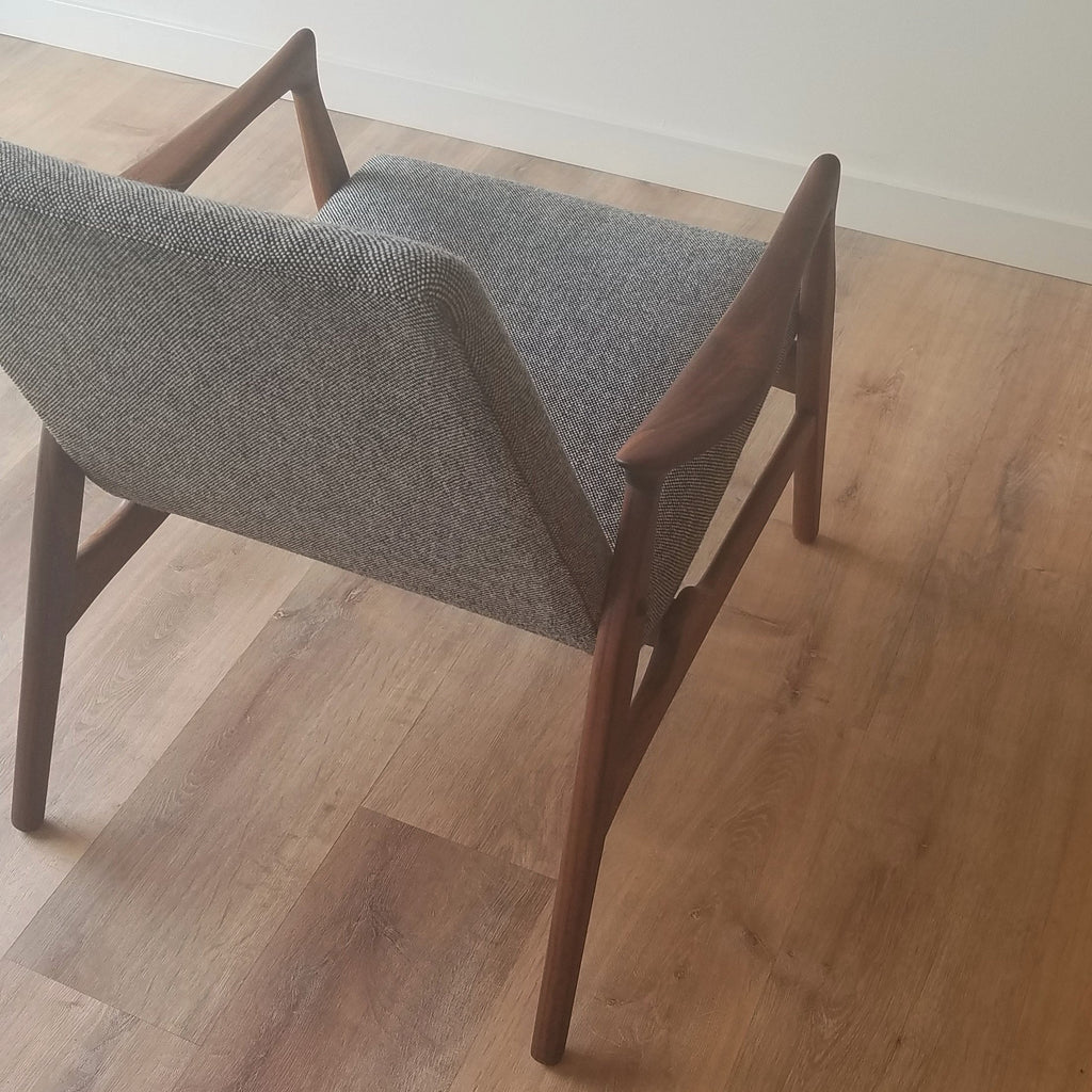 Overview of Danish Mid-Century Modern Arne Hovmand-Olsen Easy Lounge Chair (model 240) in Seattle, Washington.