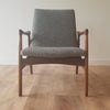 Front view of Danish Mid-Century Modern Arne Hovmand-Olsen Easy Lounge Chair (model 240) in Seattle, Washington.