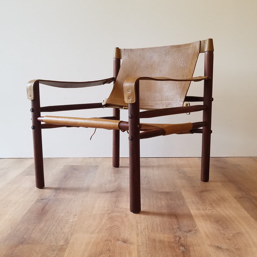 Vintage Gold Medal Safari Chair & Ottoman Arne Norell Sirocco