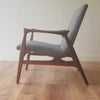 Side view of Danish Mid-Century Modern Arne Hovmand-Olsen Easy Lounge Chair (model 240) in Seattle, Washington.